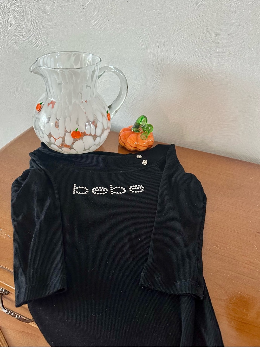 bebe Black Rhinestone Logo Ribbed Tops - Pair - Picture 2 of 4